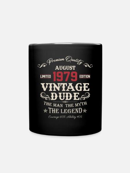 August 1979 Vintage Birthday Gift - Full Colour Mug - black