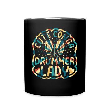Cute Conga Drummer Lady - Conga Drums Conga Player - Full Colour Mug - black - Front