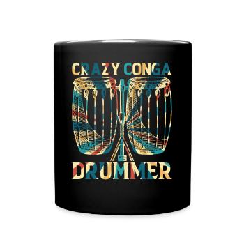Crazy Conga Drummer - Conga Drums Conga Musician - Full Colour Mug - black - Front