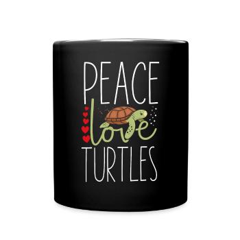 Sea Turtle Tortoise Peace Love - Tasse einfarbig - Schwarz - Vorne