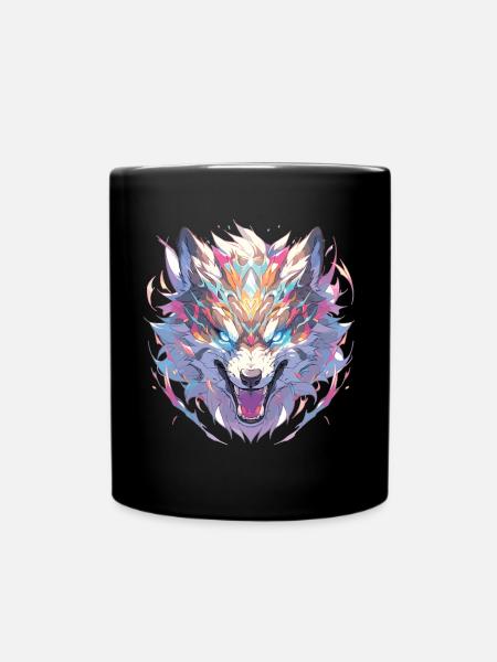 Loup Loups Animal Animaux Animaux Tête de Loup - Mug uni - noir