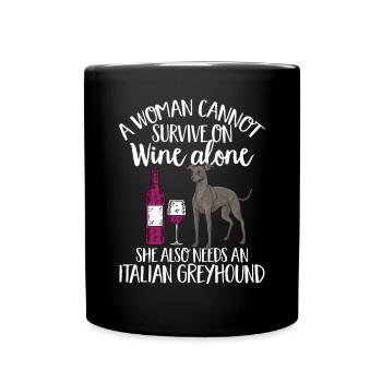 Italian Greyhound Greyhound Dogs - Full Colour Mug - black - Front