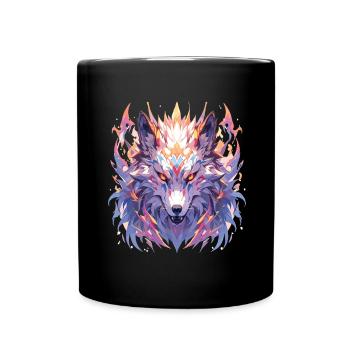 Wolf Wölfe Tier Wildtiere Wolfkopf - Tasse einfarbig - Schwarz - Vorne