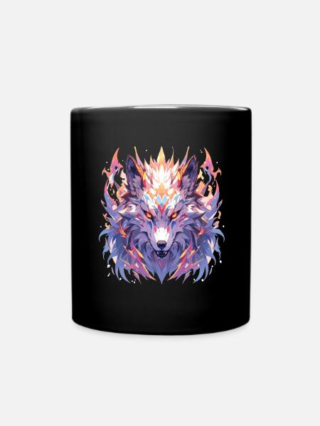Wolf Wölfe Tier Wildtiere Wolfkopf - Tasse einfarbig - Schwarz