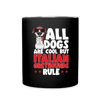 Italienischer Windspiel Windhund Hunde - Tasse einfarbig - Schwarz - Vorne