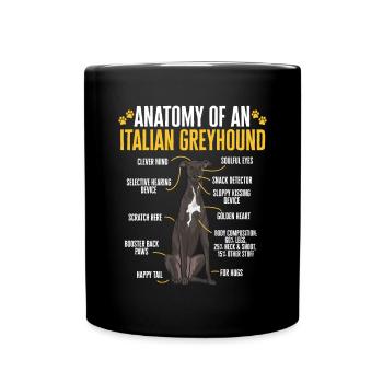 Italienischer Windspiel Windhund Hunde - Tasse einfarbig - Schwarz - Vorne