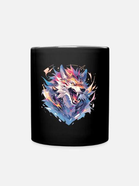 Wolf Polygon - Tasse einfarbig - Schwarz