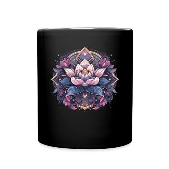 Lotus Flower Meditation - Full Colour Mug - black - Front