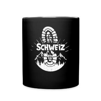 Schweiz Snowboarden Schweiz wandern und Ski fahren - Tasse einfarbig - Schwarz - Vorne