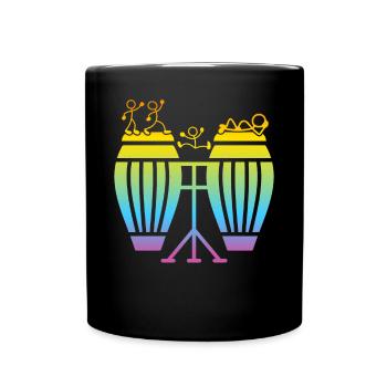 Funny Conga Drummer Stick Figure Conga Player - Tasse einfarbig - Schwarz - Vorne