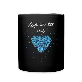 Keyboarder mit Herz Keyboard Musikinstrument - Tasse einfarbig - Schwarz - Vorne