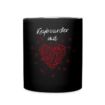 Keyboarder mit Herz Keyboard Musiker Musikschule - Tasse einfarbig - Schwarz - Vorne