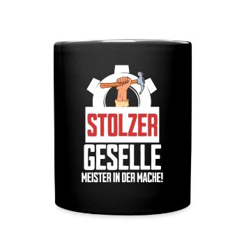 Gesellen Geselle Gesellenbrief Prüfung Handwerker - Tasse einfarbig - Schwarz - Vorne
