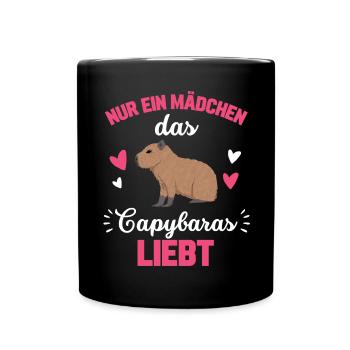 Capybara Mädchen Geschenk Niedliches Capybara - Tasse einfarbig - Schwarz - Vorne
