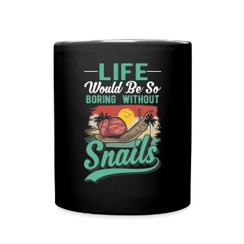 Schnecke Geschenk Weinbergschnecke - Tasse einfarbig - Schwarz - Vorne