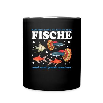 Aquaristik Aquarium Aquarianer Zierfisch Geschenk - Tasse einfarbig - Schwarz - Vorne