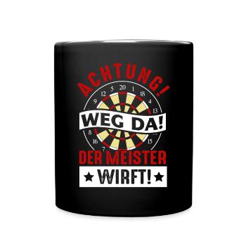 Meister Dartspieler Dart Geschenkidee - Tasse einfarbig - Schwarz - Vorne