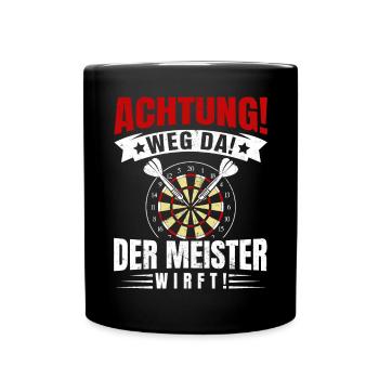 Darten Dart Dartspieler Geschenkidee - Tasse einfarbig - Schwarz - Vorne