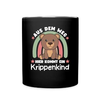 Aus Dem Weg Hier Kommt Ein Krippenkind Bär - Tasse einfarbig - Schwarz - Vorne