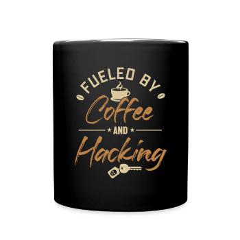 Alimenté par le café et le piratage du renifleur de phishing - Mug uni - noir - Devant