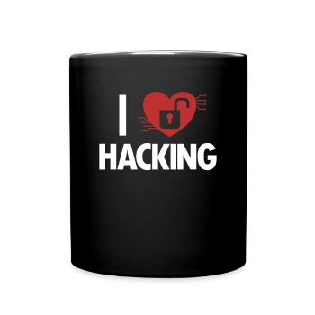 I love Hacking Phishing Sniffer Social - Tasse einfarbig - Schwarz - Vorne
