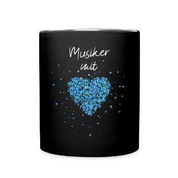 Musiker mit Herz Musik Musikunterricht Musikverein - Tasse einfarbig - Schwarz - Vorne