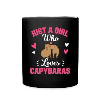 Capybara Mädchen - Tasse einfarbig - Schwarz - Vorne