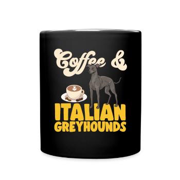 Italian Greyhound Greyhound Dogs - Full Colour Mug - black - Front