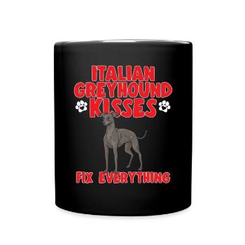 Italienischer Windspiel Windhund Hunde - Tasse einfarbig - Schwarz - Vorne