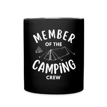 Mitglied der Camping Crew lustig - Tasse einfarbig - Schwarz - Vorne