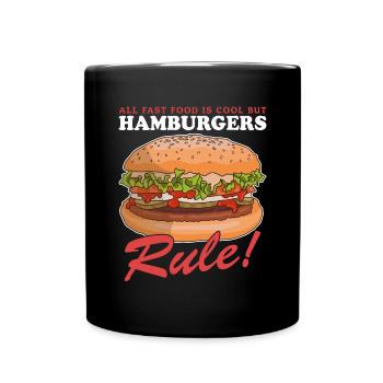 Hamburger Fast Food Burger Fastfood Geschenk - Tasse einfarbig - Schwarz - Vorne