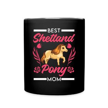 Beste Shetland Pony Mama - Tasse einfarbig - Schwarz - Vorne