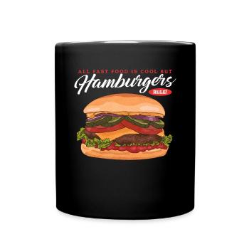 Hamburger Fast Food | Burger Fastfood Geschenk - Tasse einfarbig - Schwarz - Vorne