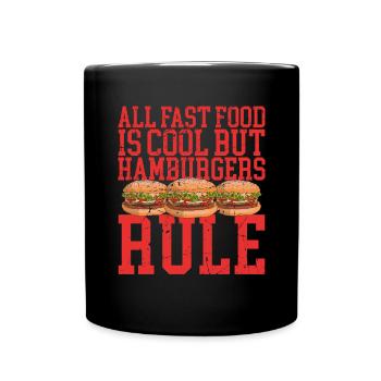 Hamburger Burger Fast Food Fastfood Geschenk - Tasse einfarbig - Schwarz - Vorne
