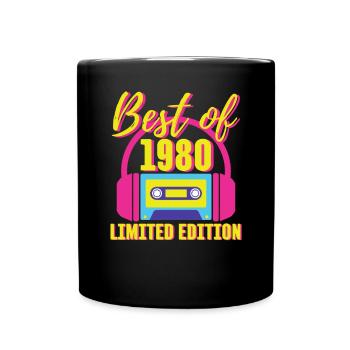 43. Geburtstag Best of 1980 Kassette Retro 80er Jahre - Tasse einfarbig - Schwarz - Vorne
