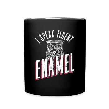 Ich spreche fließend Emaille - Emailliertes Glas - Tasse einfarbig - Schwarz - Vorne