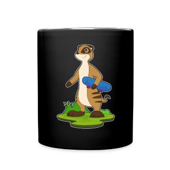 Meerkat Skater Skateboard - Full Colour Mug - black - Front