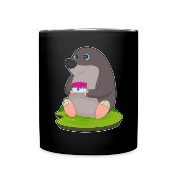 Maulwurf Kuchen - Tasse einfarbig - Schwarz - Vorne