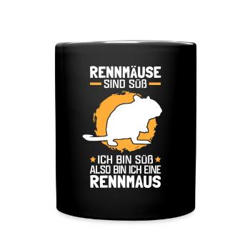 Also bin ich eine Rennmaus Nagetier Gerbil - Tasse einfarbig - Schwarz - Vorne