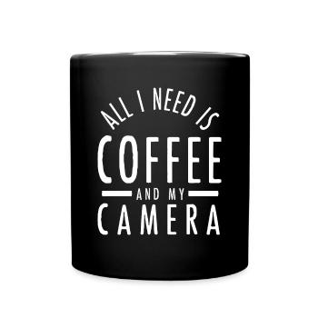All I Need Is Coffee And My Camera Photography - Full Colour Mug - black - Front