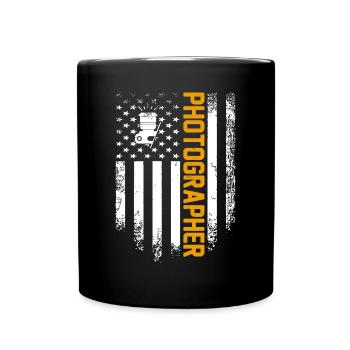 Vintage USA Photographer American Flag Photography - Full Colour Mug - black - Front