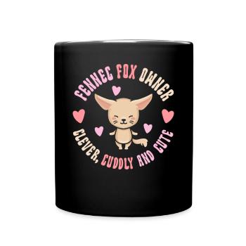 Fennec Fox Propriétaire Clever Cuddly mignon - Mug uni - noir - Devant