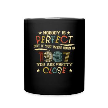 1987 Birthday Vintage Nobody is perfect - Full Colour Mug - black - Front