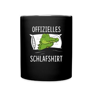 Offizielles Schlafshirt Krokodil Aligator - Tasse einfarbig - Schwarz - Vorne