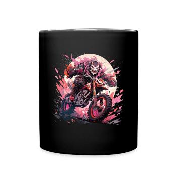 Skull Totenkopf Motocross Dirtbike - Tasse einfarbig - Schwarz - Vorne
