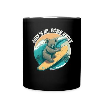 Down under surfing koala bear - Full Colour Mug - black - Front
