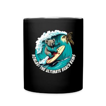 Beach Bums Koala hat Spass beim surfen - Tasse einfarbig - Schwarz - Vorne