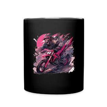 Skull Totenkopf Motocross Dirtbike - Tasse einfarbig - Schwarz - Vorne