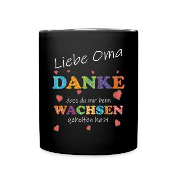 Liebe beste Oma - Danke für deine Hilfe, Geschenk - Tasse einfarbig - Schwarz - Vorne