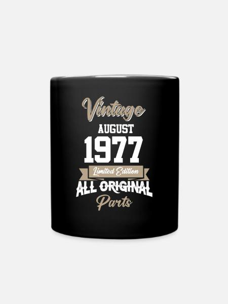 August 1977 Vintage Geburtstag Geschenk - Tasse einfarbig - Schwarz